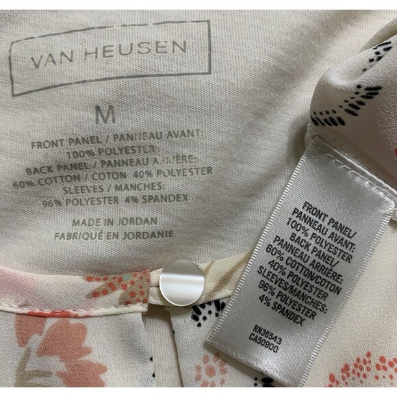 Van Heusen Top Blouse Women Medium Floral Casual Grannycore Embroidered Normcore - Picture 3 of 9